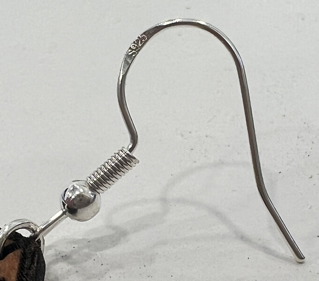 D20 DICE Walnut Earrings Silver S925 clamp style hooks- D & D inspired Walnut Earrings